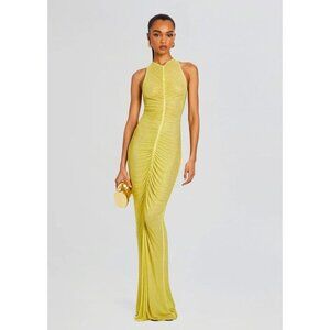 retrofete Marsann Ruched Bodycon Crystal Dress Buttercream Womens Size Medium